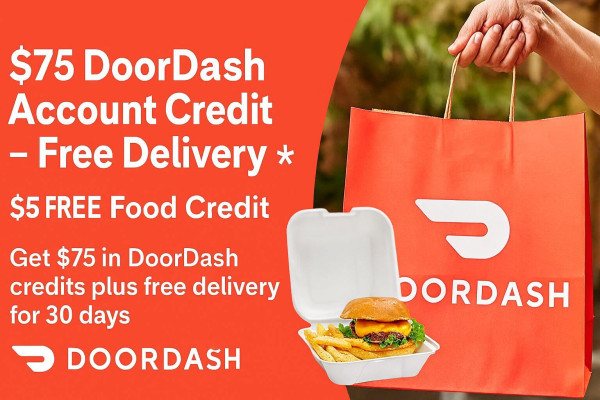 $75 DoorDash Account Credit − Free Delivery